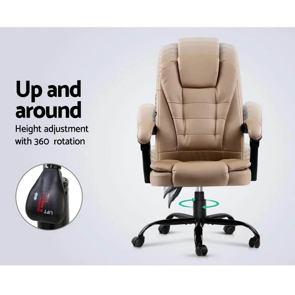 2 Point Massage Office Chair PU Leather Espresso - Image 6