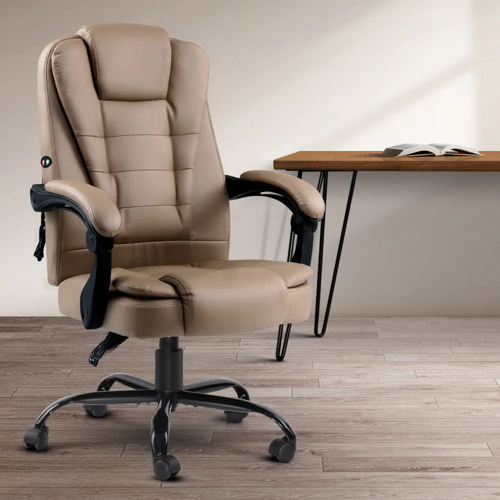2 Point Massage Office Chair PU Leather Espresso - Image 7