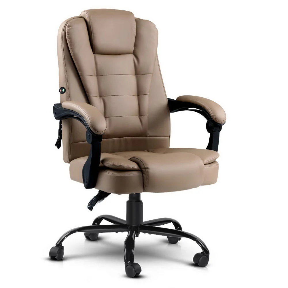 2 Point Massage Office Chair PU Leather Espresso - Image 8