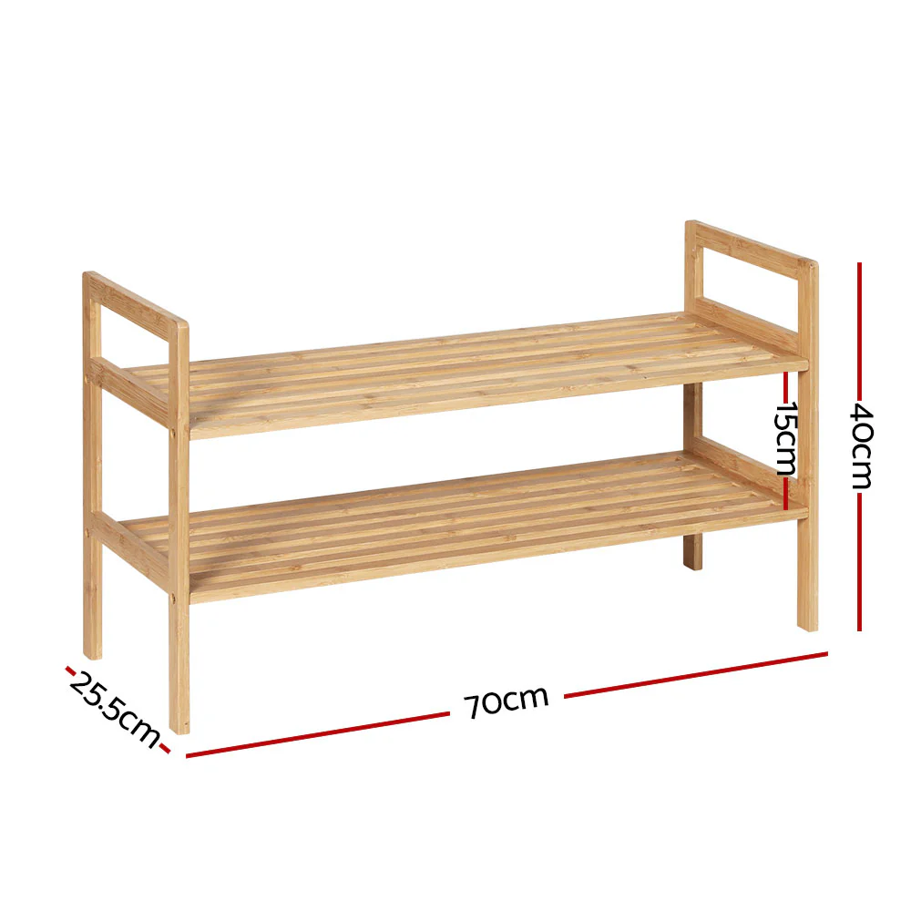 2-Tier Hina Bamboo Shoe Rack – Pine Finish - Image 2
