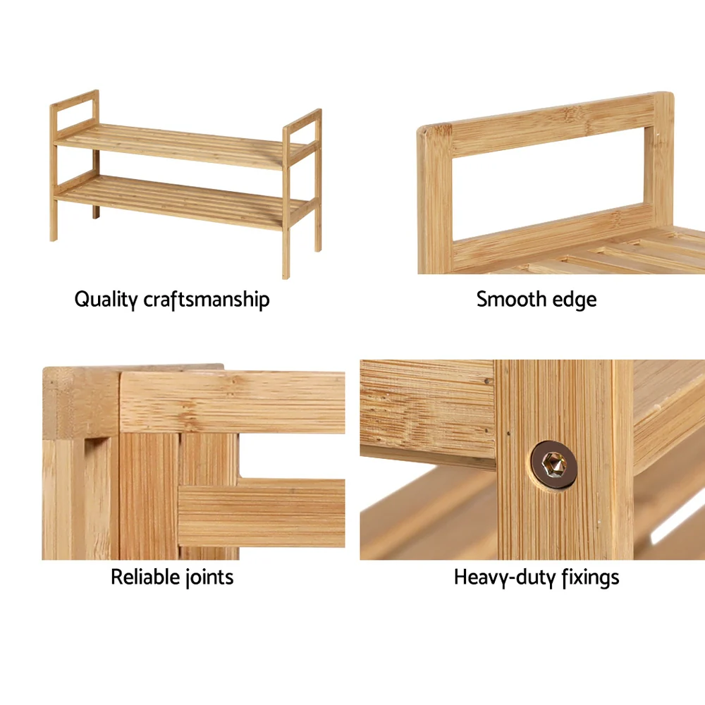 2-Tier Hina Bamboo Shoe Rack – Pine Finish - Image 3