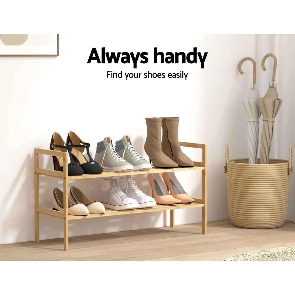 2-Tier Hina Bamboo Shoe Rack – Pine Finish - Image 5