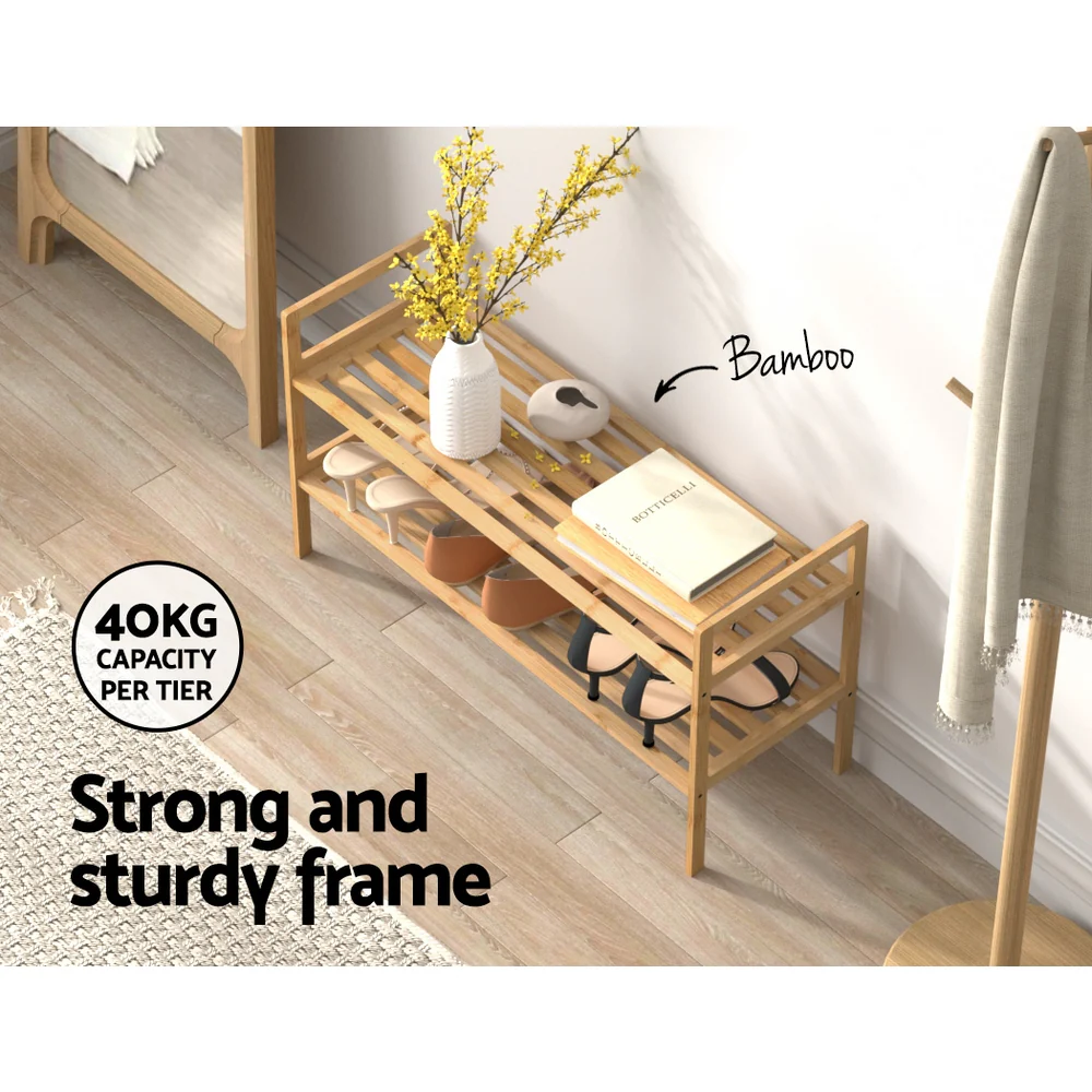 2-Tier Hina Bamboo Shoe Rack – Pine Finish - Image 6