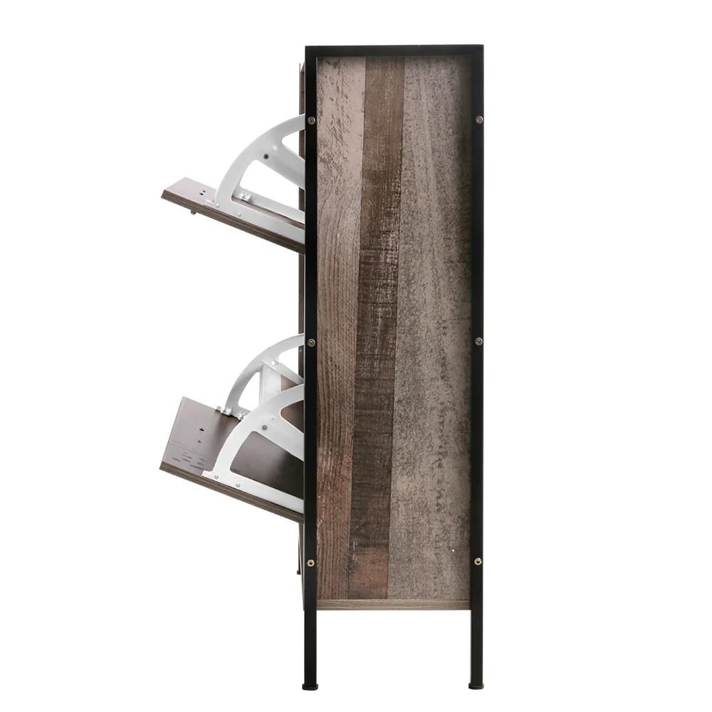 2-Tier Shoe Cabinet – Industrial Wood Finish - Image 4