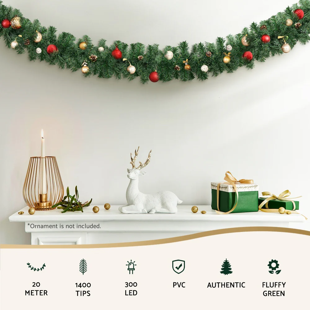 20M Christmas Garland LED Lights Party Xmas Decorations 1400 Tips - Image 4