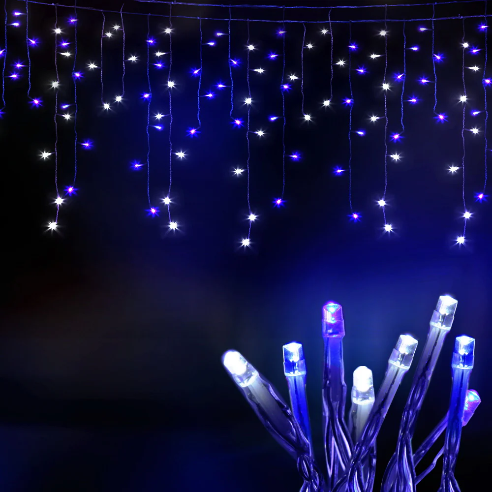 20M Christmas Lights Icicle Light 800 LED Blue White Decor - Image 7