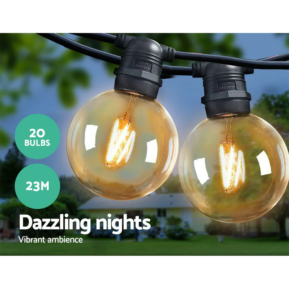 23m LED Festoon String Lights 20 Bulbs Kits Wedding Party Christmas G80 - Image 3