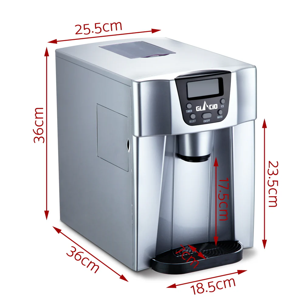 2L Portable Ice Cuber Maker & Water Dispenser - Silver - Image 2