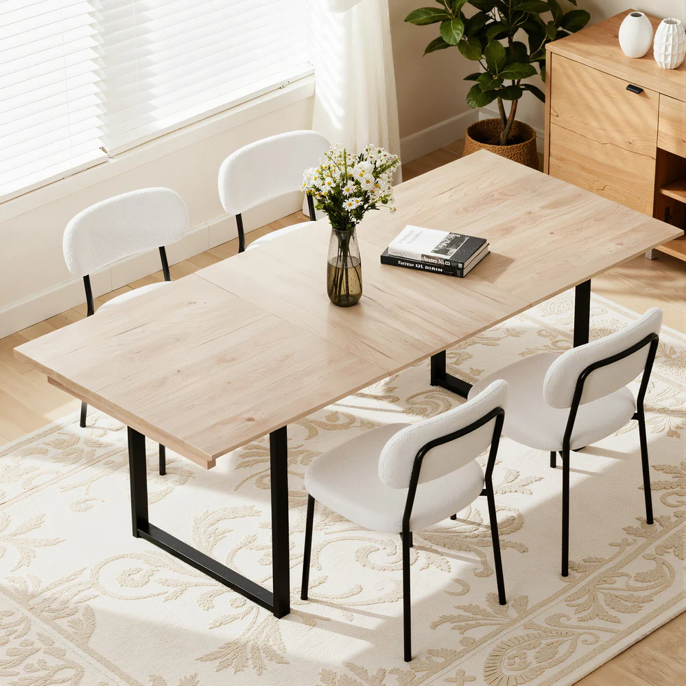2M Extendable Dining Table Kitchen Cafe Lounge Restaurant Tables Natural - Image 7