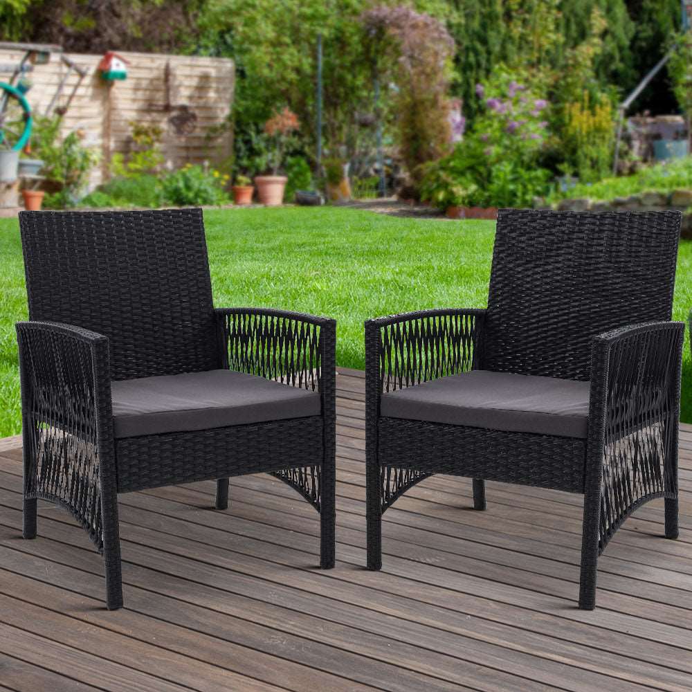 Set of 2 Outdoor Dining Chairs Patio Furniture Wicker Lounge Chair Garden - Image 8