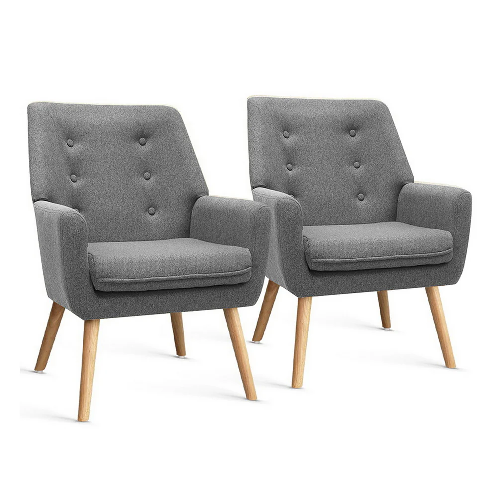 Set of 2 Armchair Lounge Chair Accent Tub Chair Grey ANNE