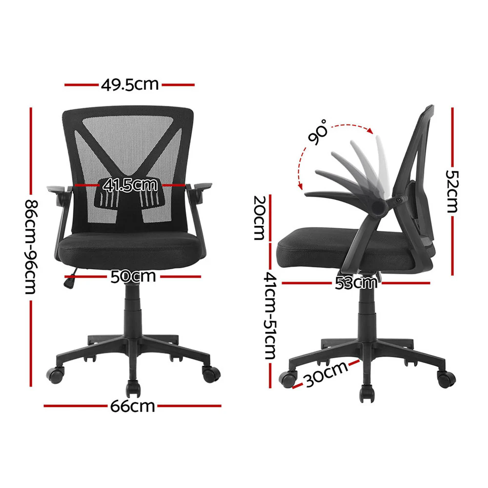 Set of 2 Mesh Office Chair Mid Back Black - Image 2