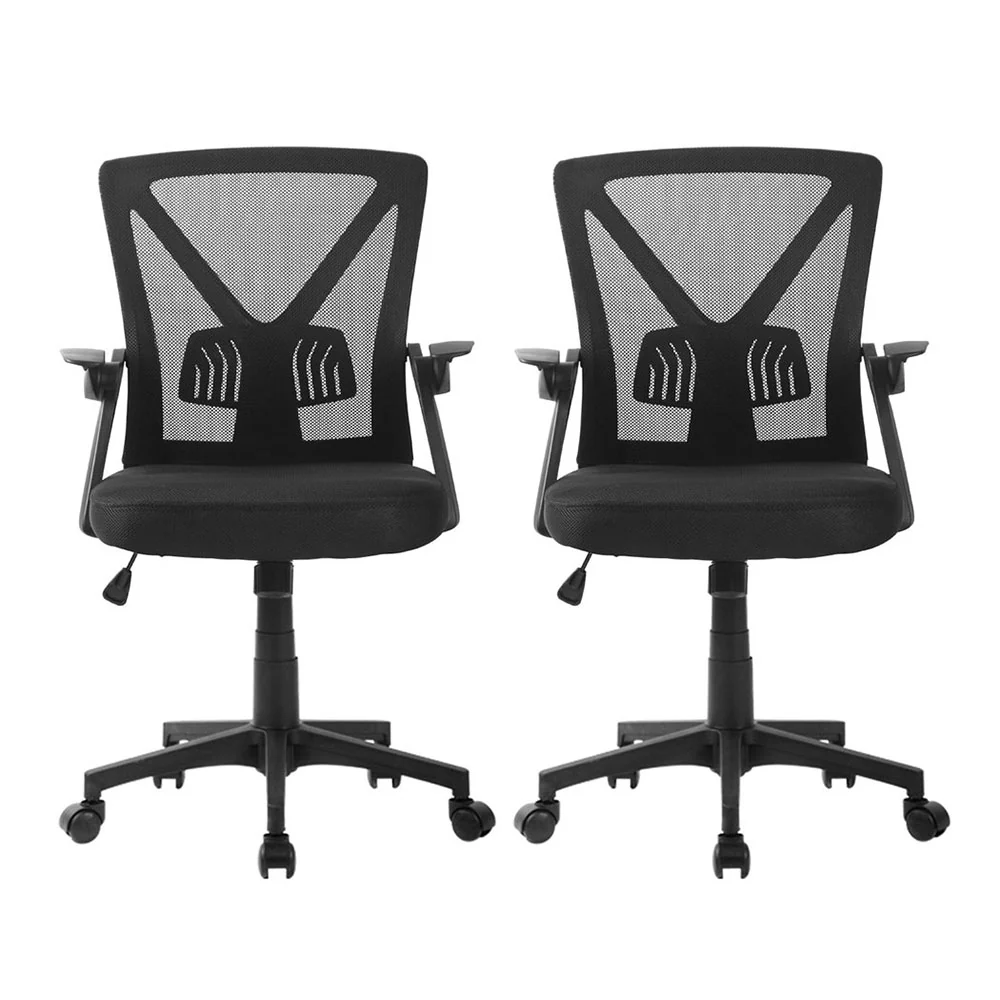 Set of 2 Mesh Office Chair Mid Back Black - Image 3