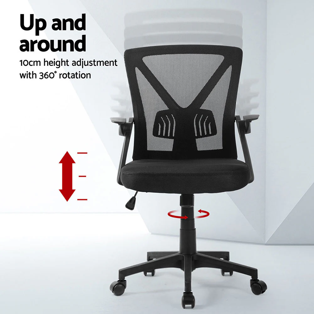 Set of 2 Mesh Office Chair Mid Back Black - Image 4