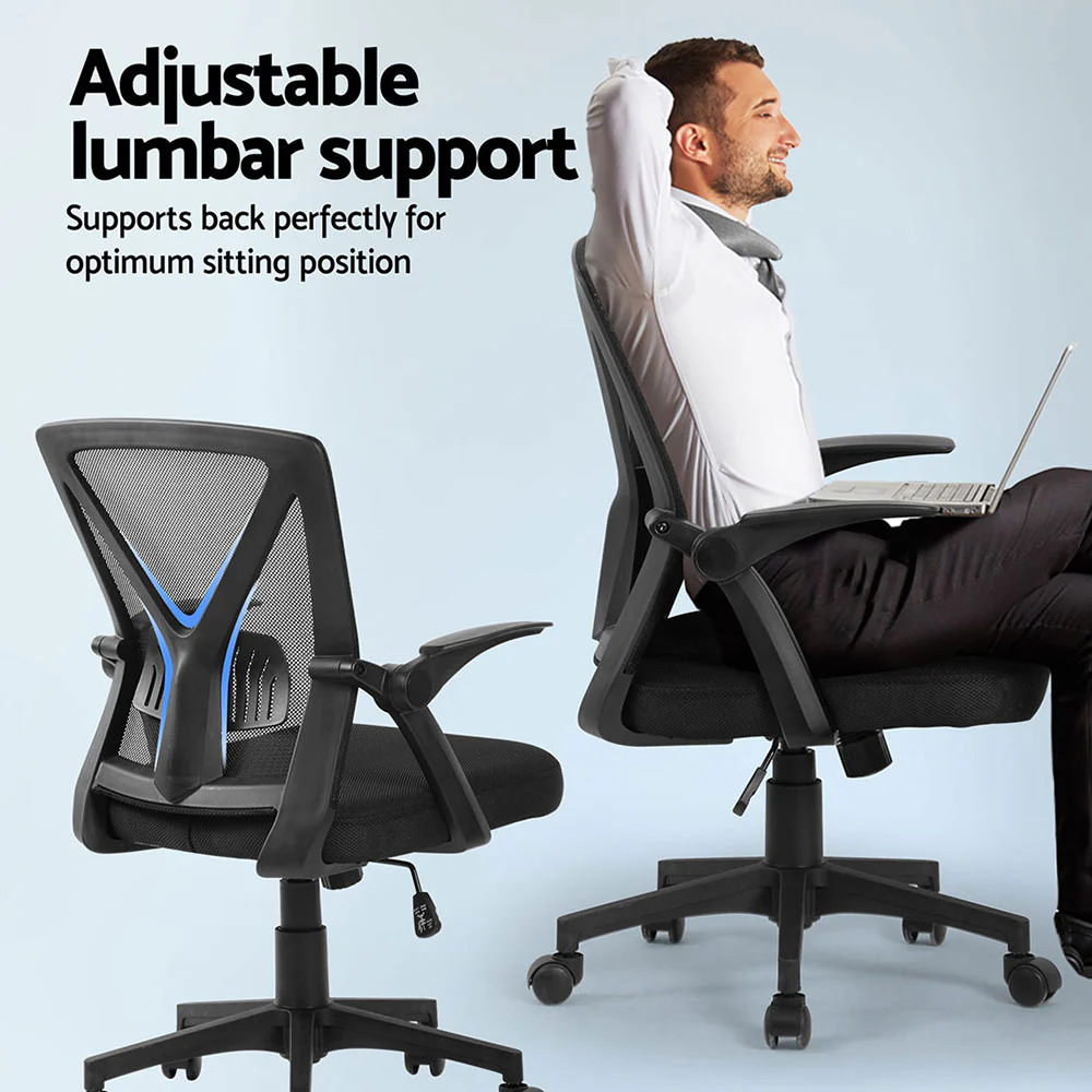 Set of 2 Mesh Office Chair Mid Back Black - Image 5