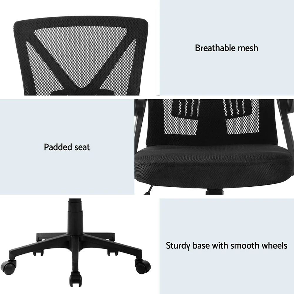 Set of 2 Mesh Office Chair Mid Back Black - Image 6