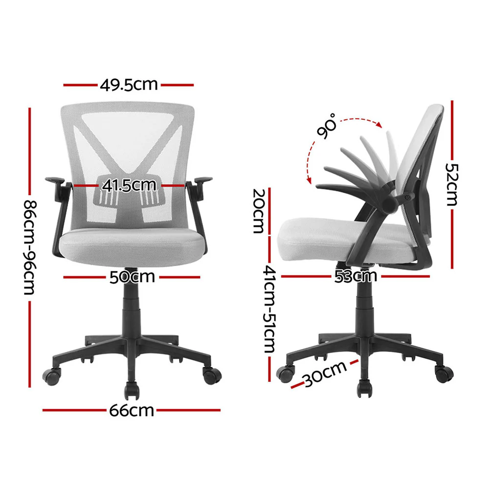 Set of 2 Mesh Office Chair Mid Back Grey - Image 2