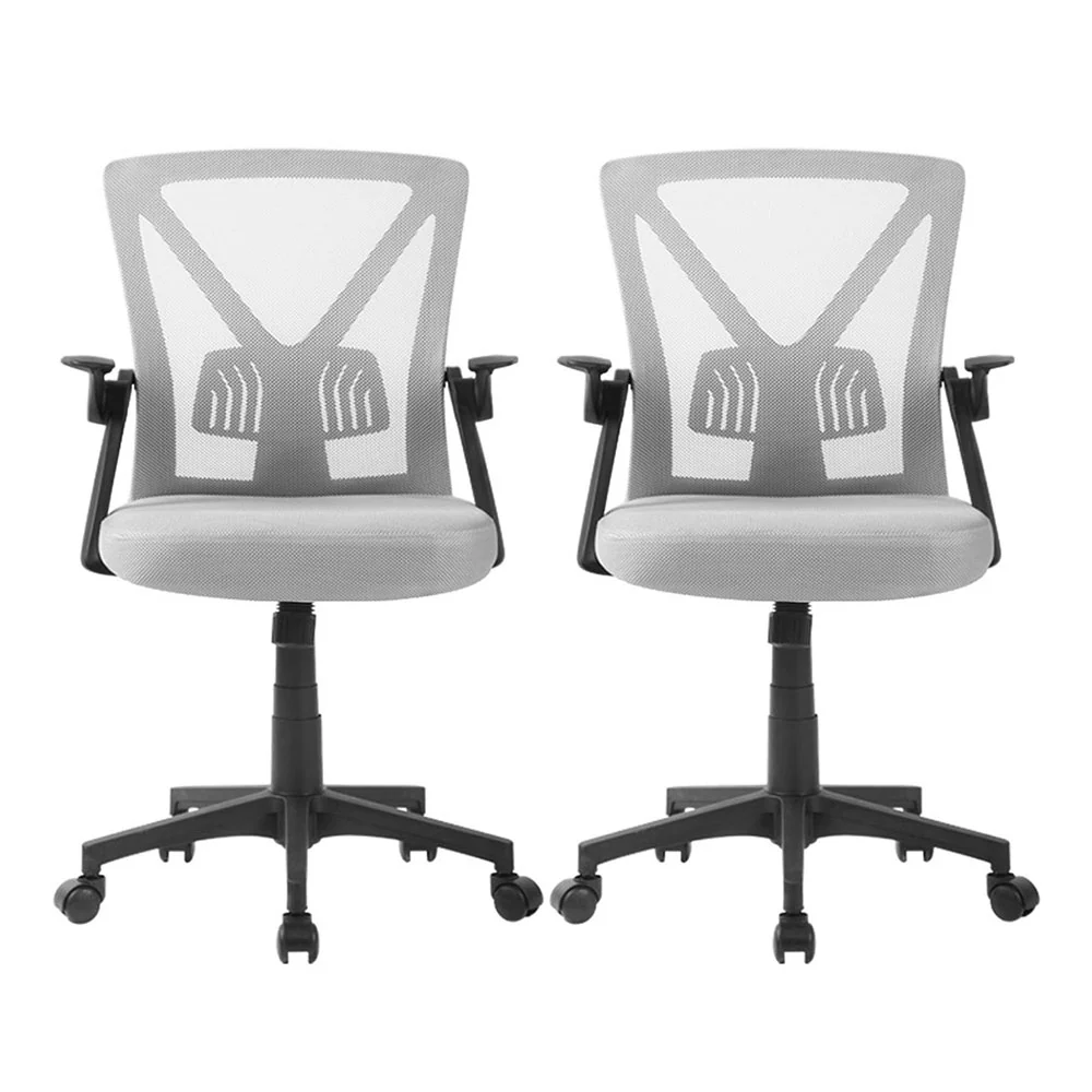Set of 2 Mesh Office Chair Mid Back Grey - Image 3