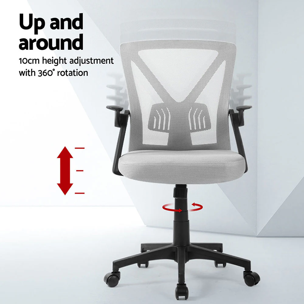 Set of 2 Mesh Office Chair Mid Back Grey - Image 4