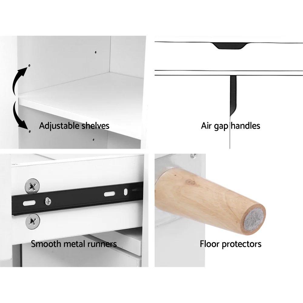 3-Compartment Shoe Cabinet with Drawer – White - Image 6