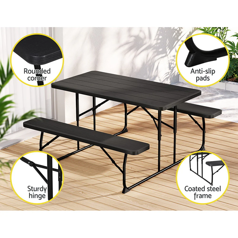 3 PCS Outdoor Furniture Dining Set Lounge Setting Patio HDPE Bench - Image 6