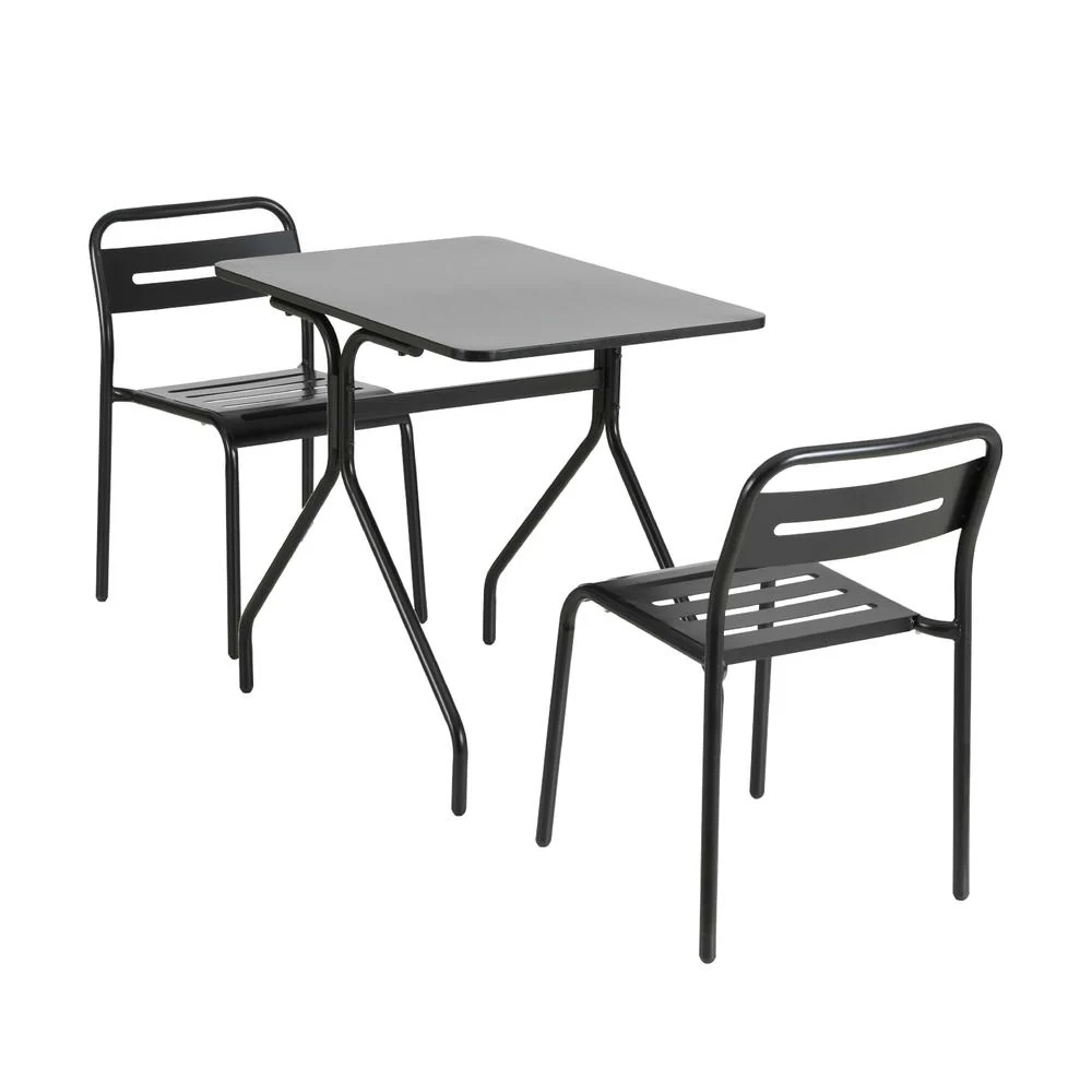 3 Piece Outdoor Bistro Set - Black - Image 3