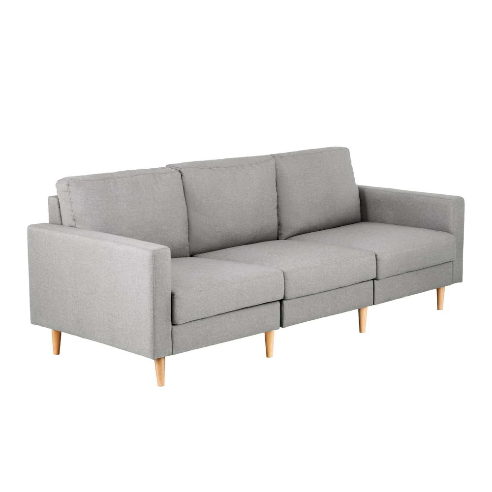 3 Seater Sofa 225cm Linen Fabric Grey - Image 3