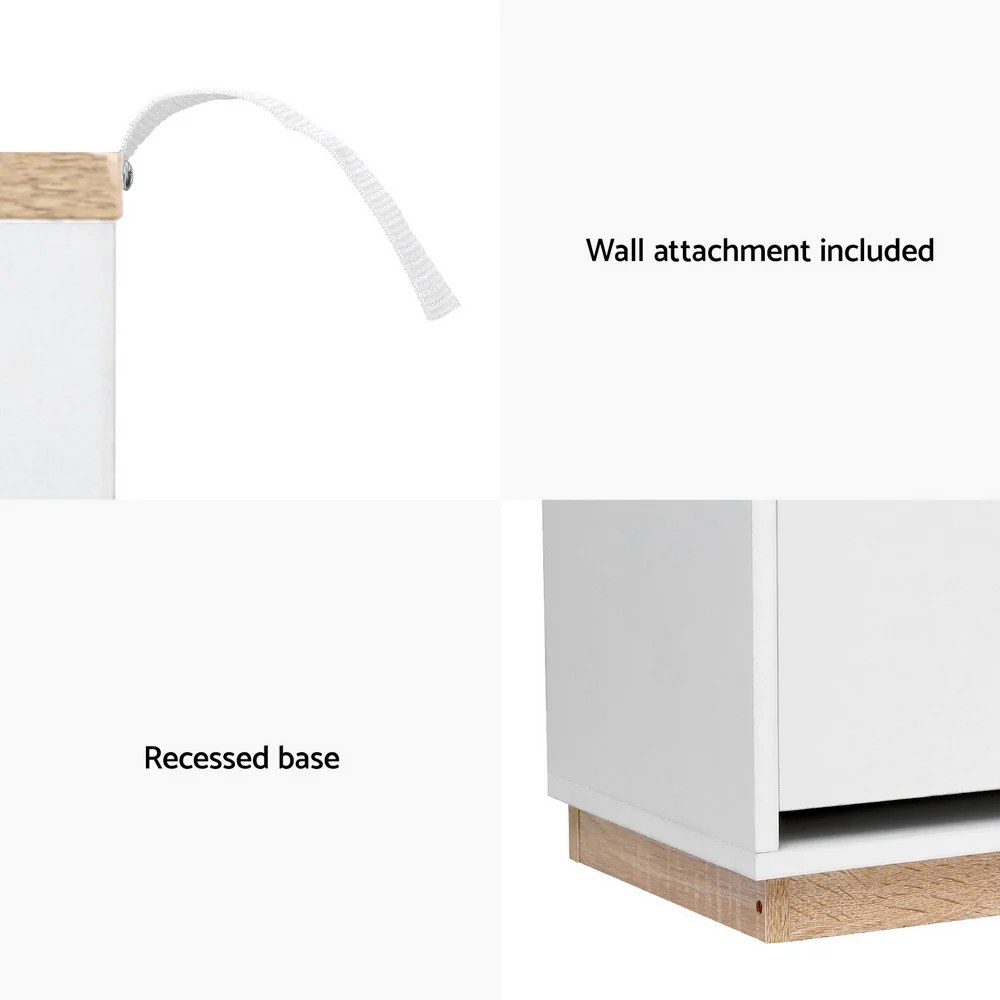3-Tier Shoe Rack Cabinet with 6 Flip-Out Drawers – White & Pine Finish - Image 7