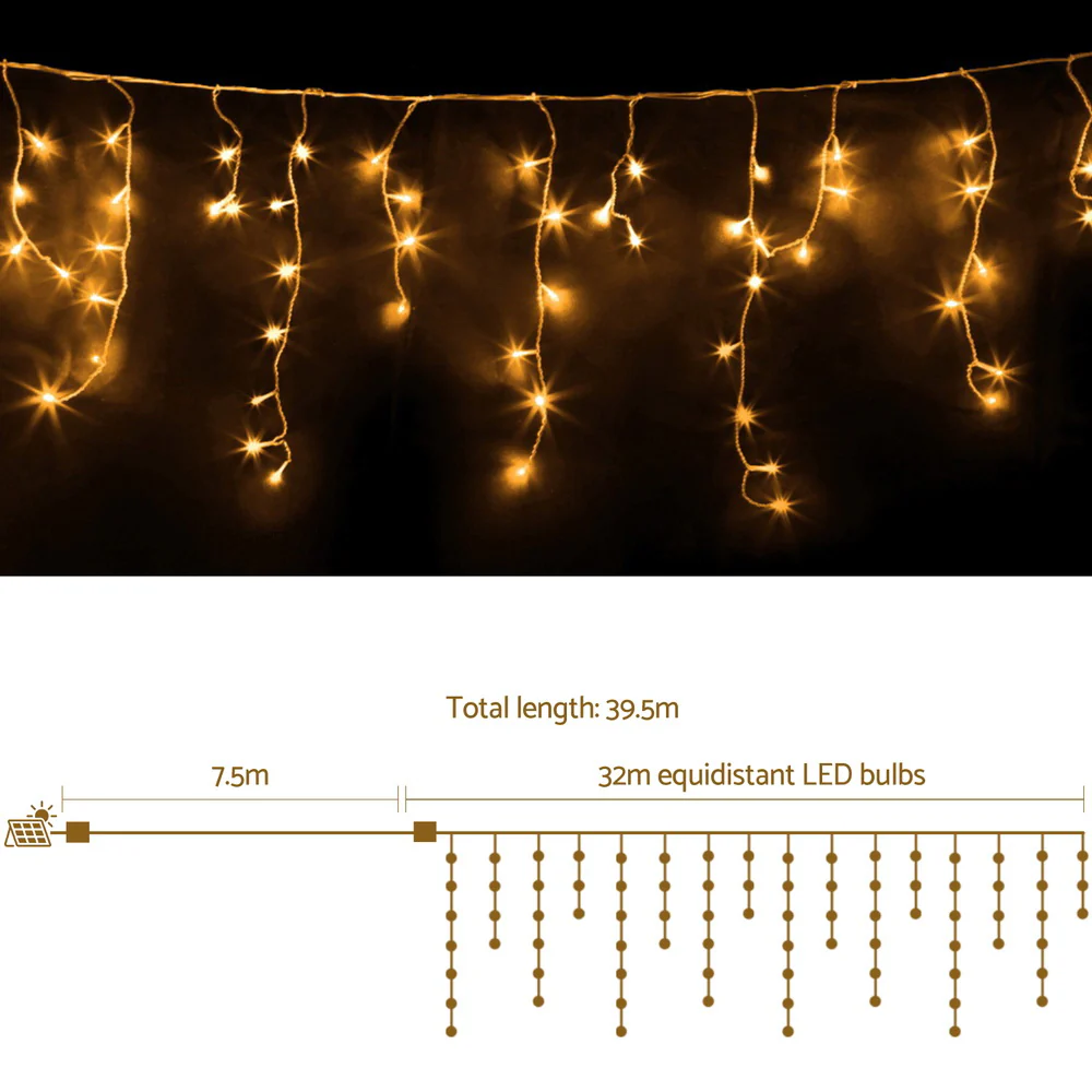 32M Christmas Lights Icicle String Light 960 LED Decor Warm White - Image 2