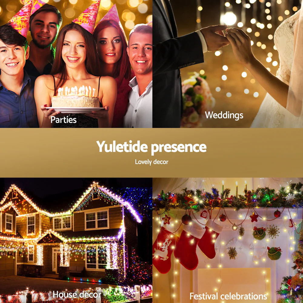 32M Christmas Lights Icicle String Light 960 LED Decor Warm White - Image 5