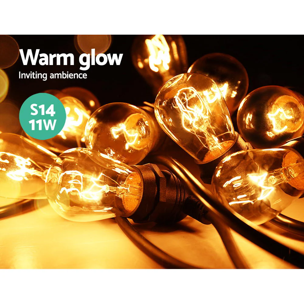 38m LED Festoon String Lights Outdoor Christmas Wedding Waterproof Garden Decor - Image 4