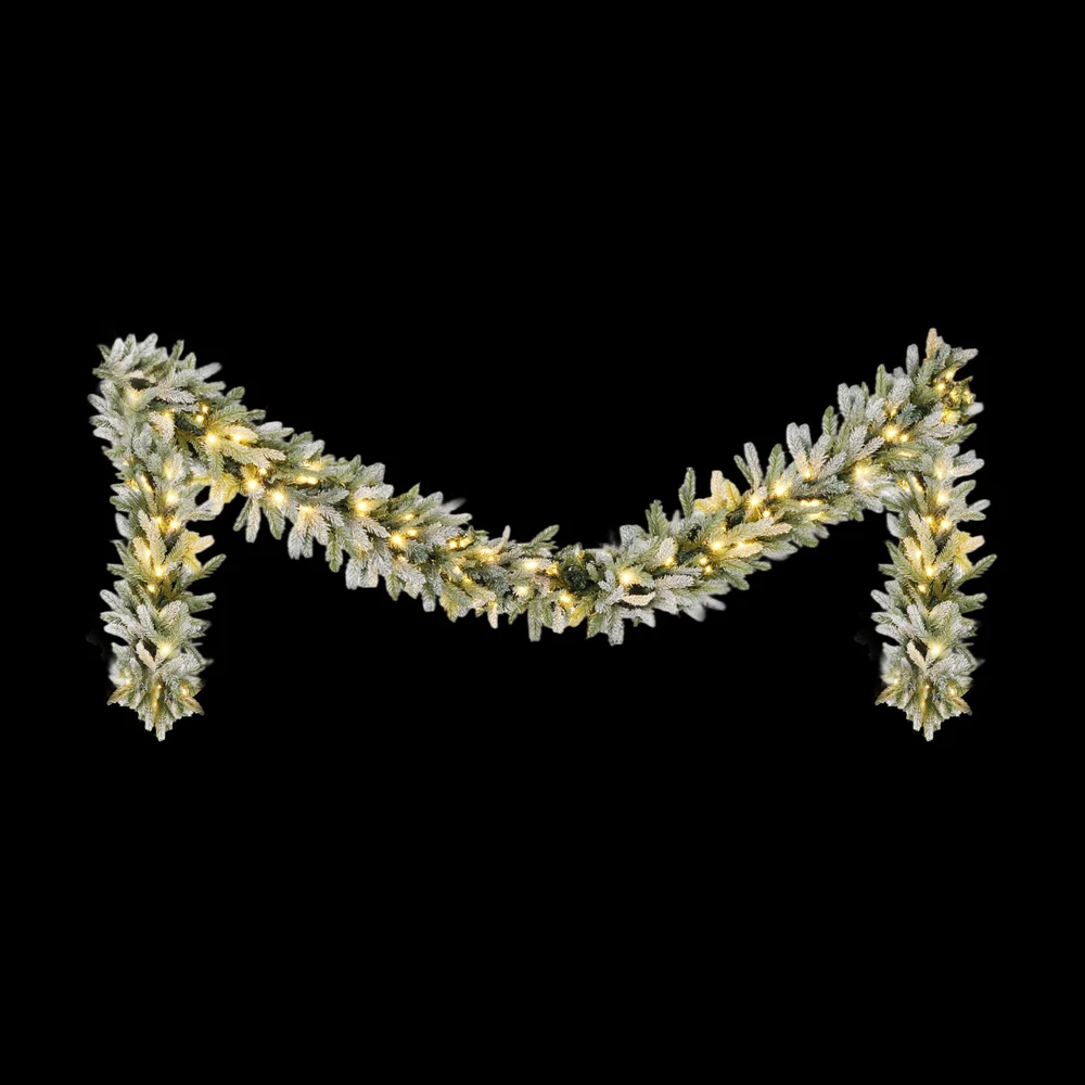 3M Christmas Garland Pre-lit LED Lights Snow Frosted Tips Decor - Image 3