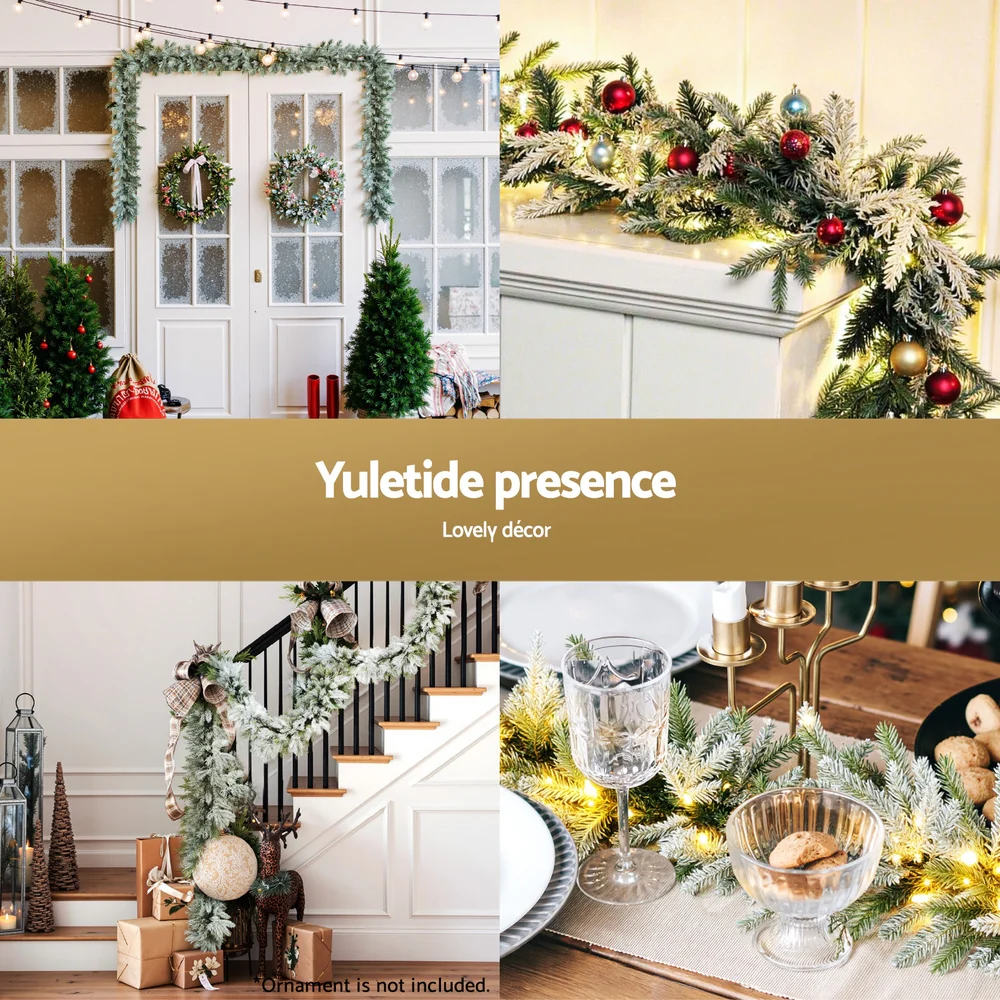3M Christmas Garland Pre-lit LED Lights Snow Frosted Tips Decor - Image 5