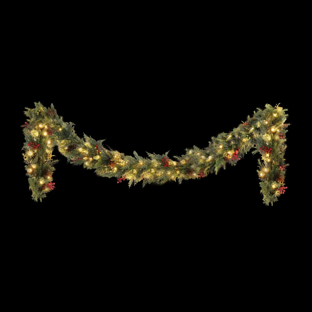 3M Christmas Garland Pre-lit LED with Pine Cones Xmas Decor Green - Image 3