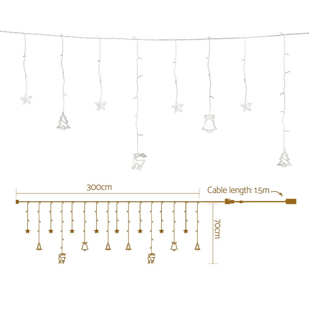 3M Christmas Icicle Lights String Lights 138 LED Warm White - Image 2