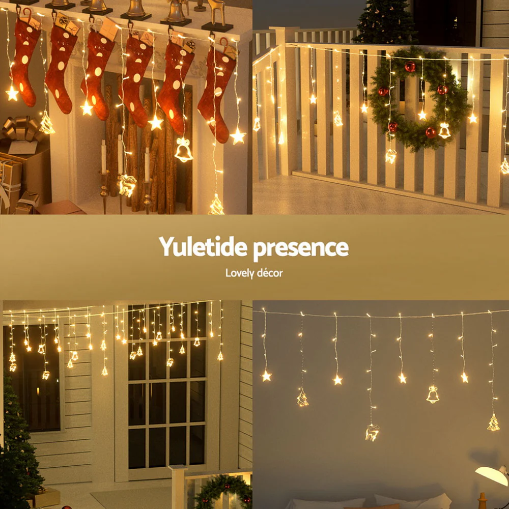 3M Christmas Icicle Lights String Lights 138 LED Warm White - Image 5