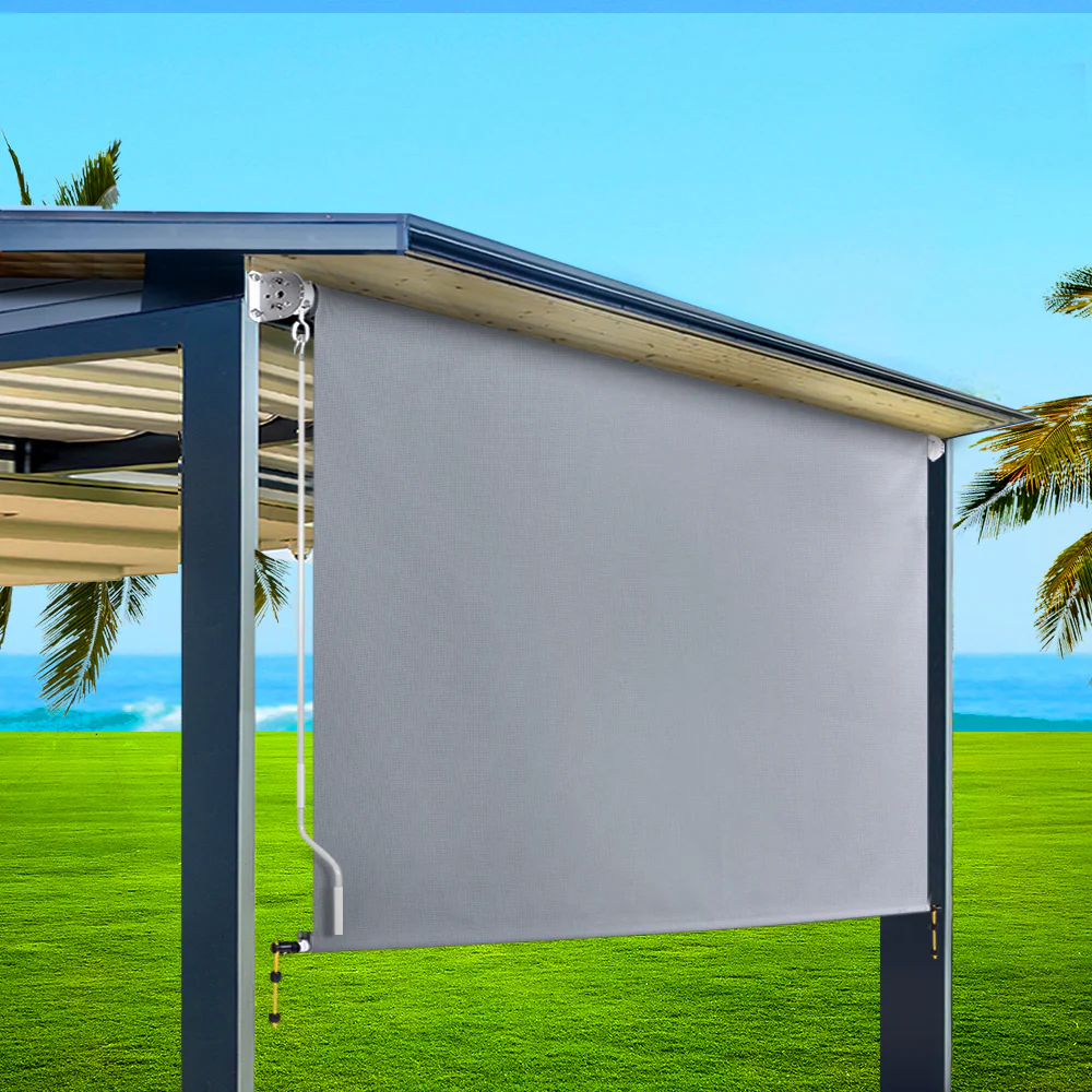 3X2.5M Outdoor Blinds Awning Roll Down Screen Fabric Blinds Outdoor Window Shade Grey - Image 8