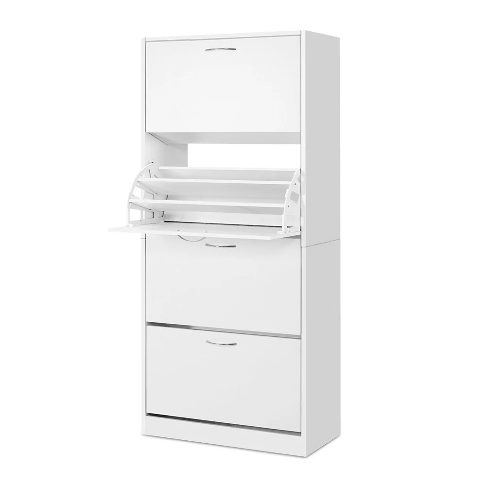 4-Compartment Shoe Cabinet – White - Image 2