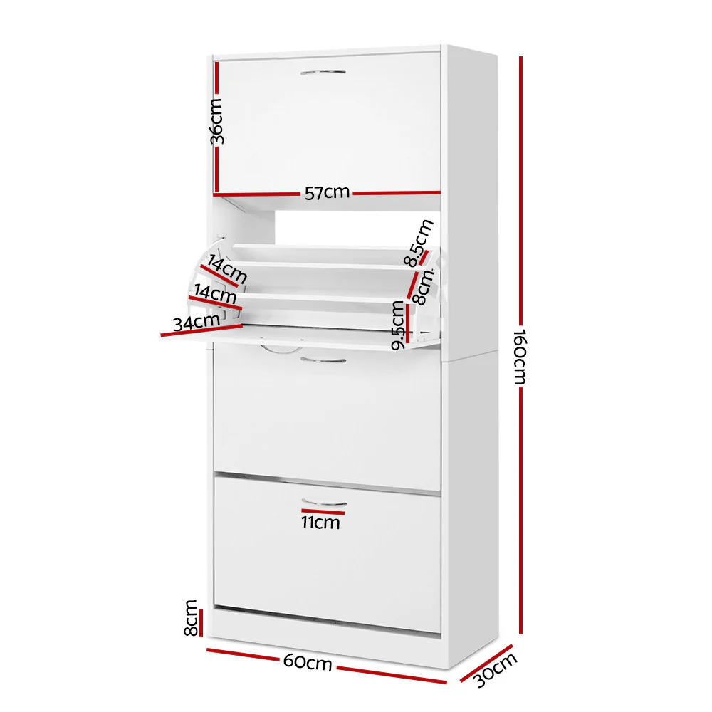 4-Compartment Shoe Cabinet – White - Image 3