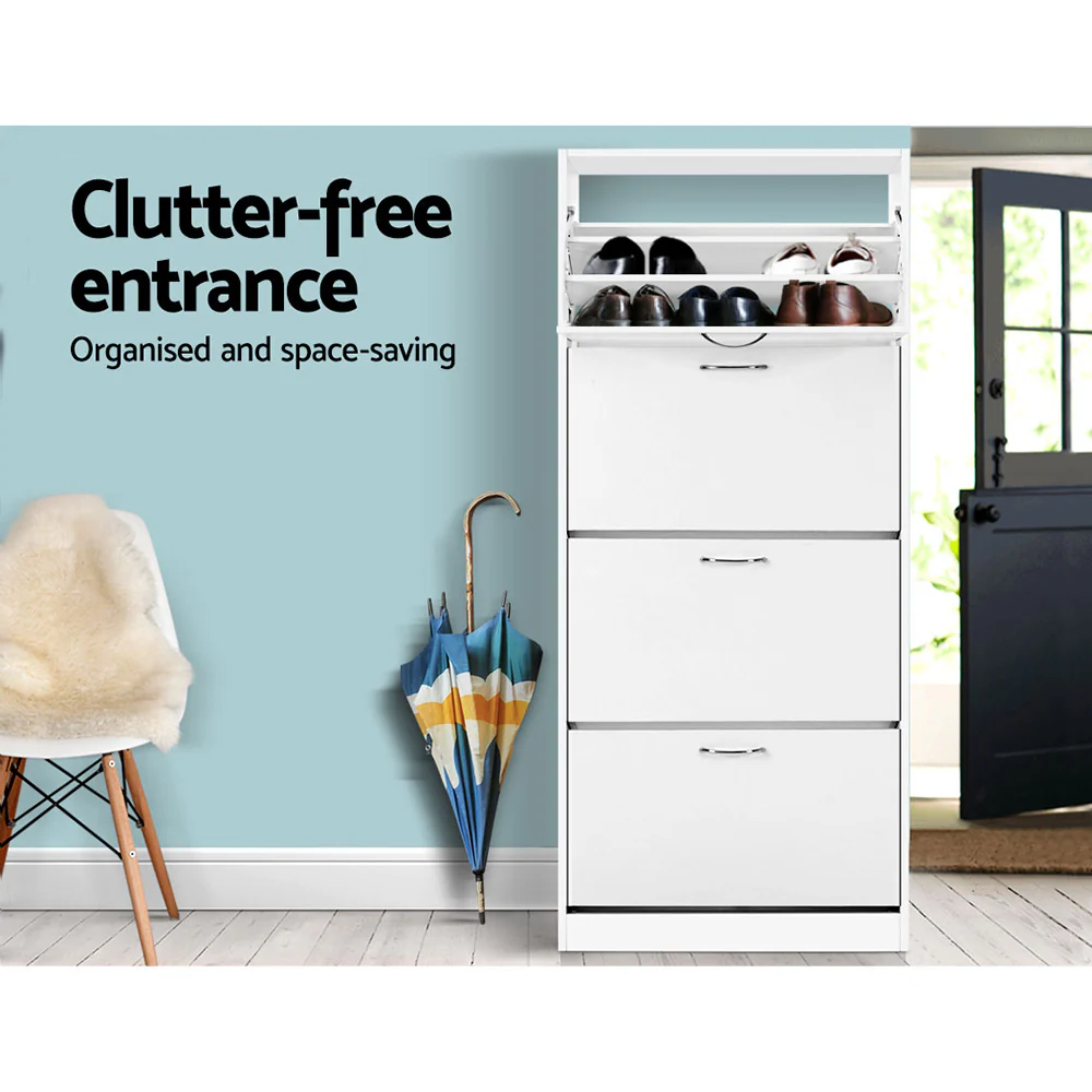 4-Compartment Shoe Cabinet – White - Image 4