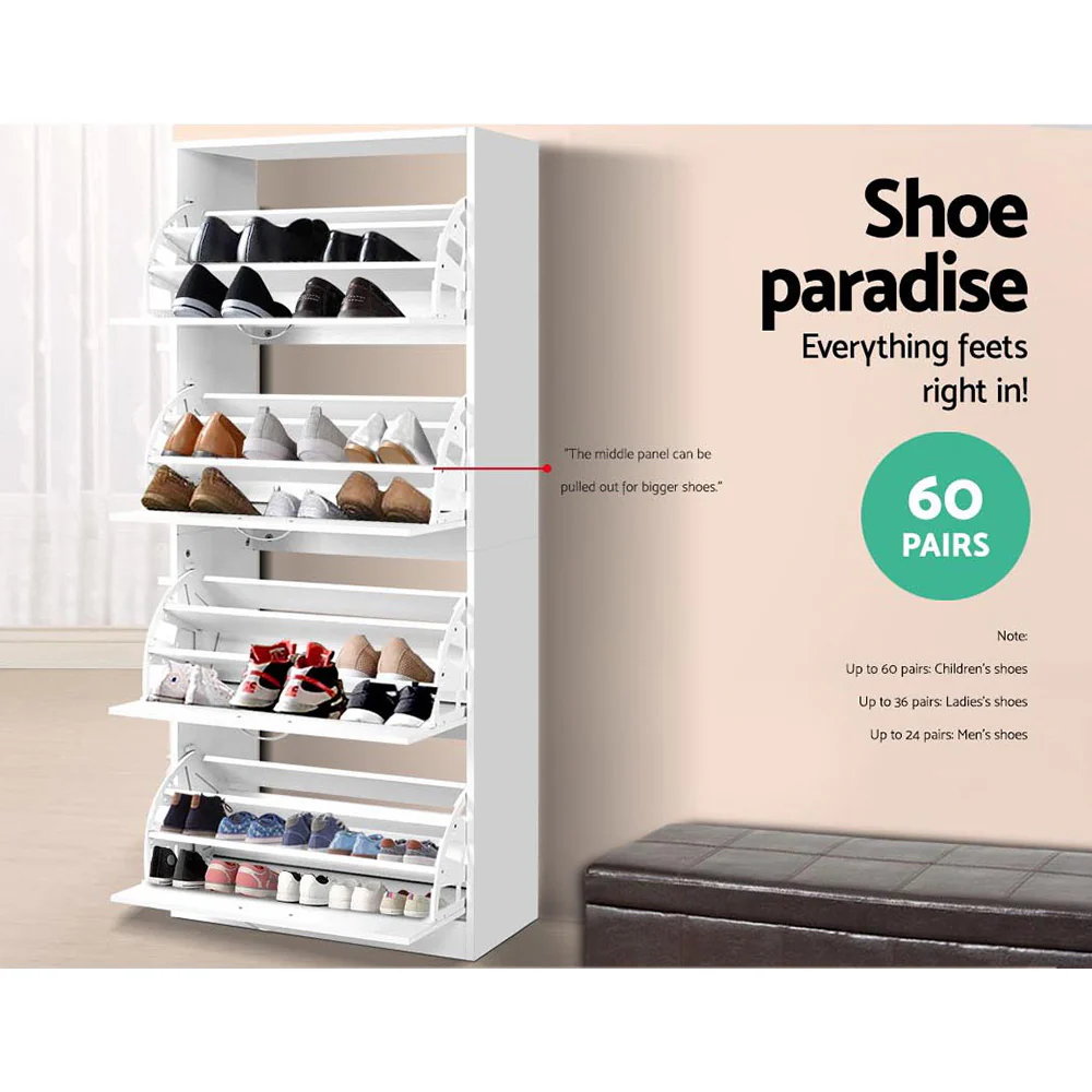 4-Compartment Shoe Cabinet – White - Image 5