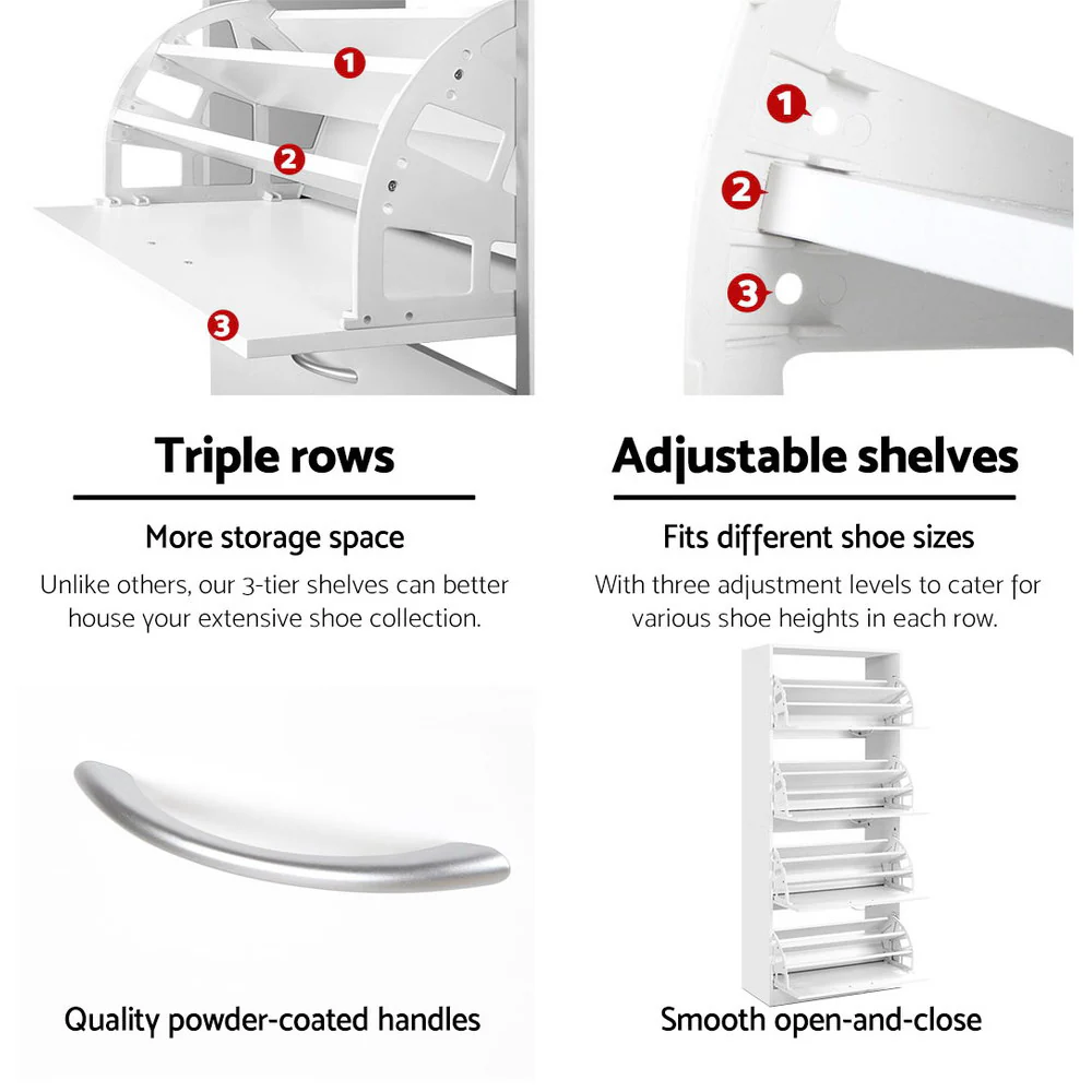 4-Compartment Shoe Cabinet – White - Image 6
