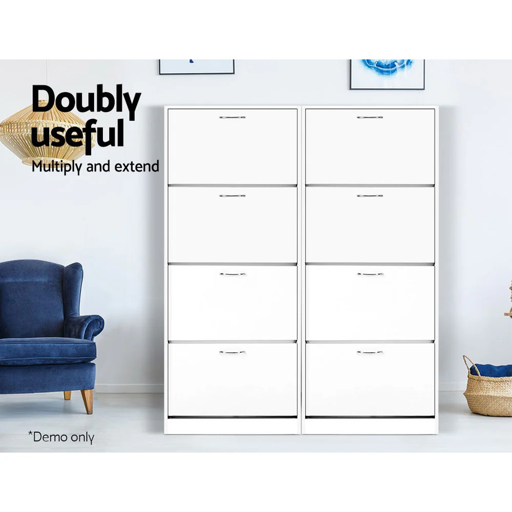 4-Compartment Shoe Cabinet – White - Image 7