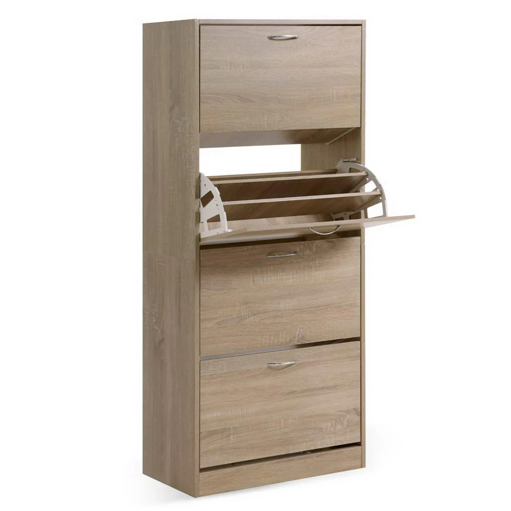 4-Compartment Shoe Cabinet – Wood Finish - Image 2