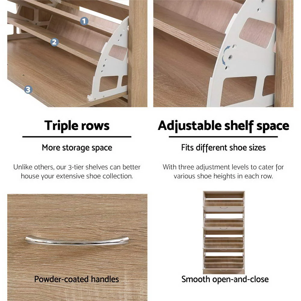 4-Compartment Shoe Cabinet – Wood Finish - Image 6