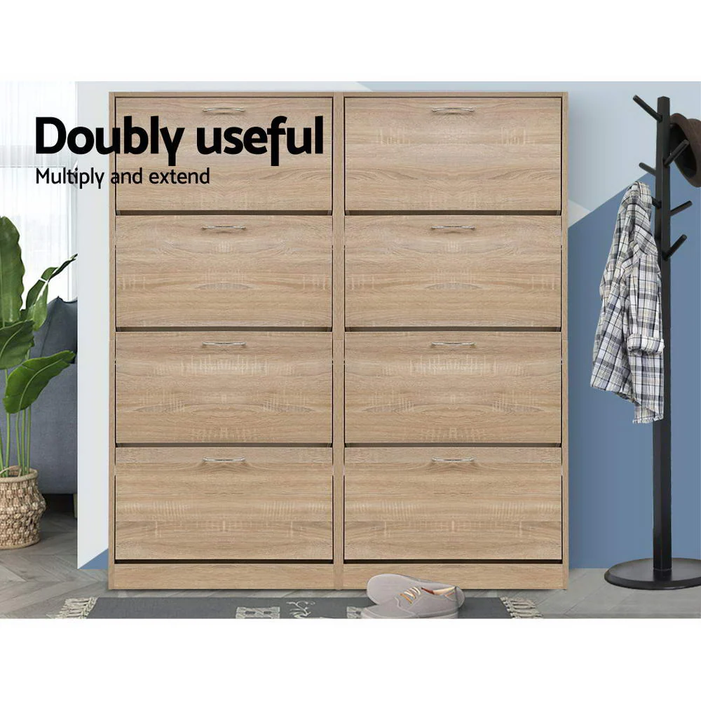 4-Compartment Shoe Cabinet – Wood Finish - Image 7