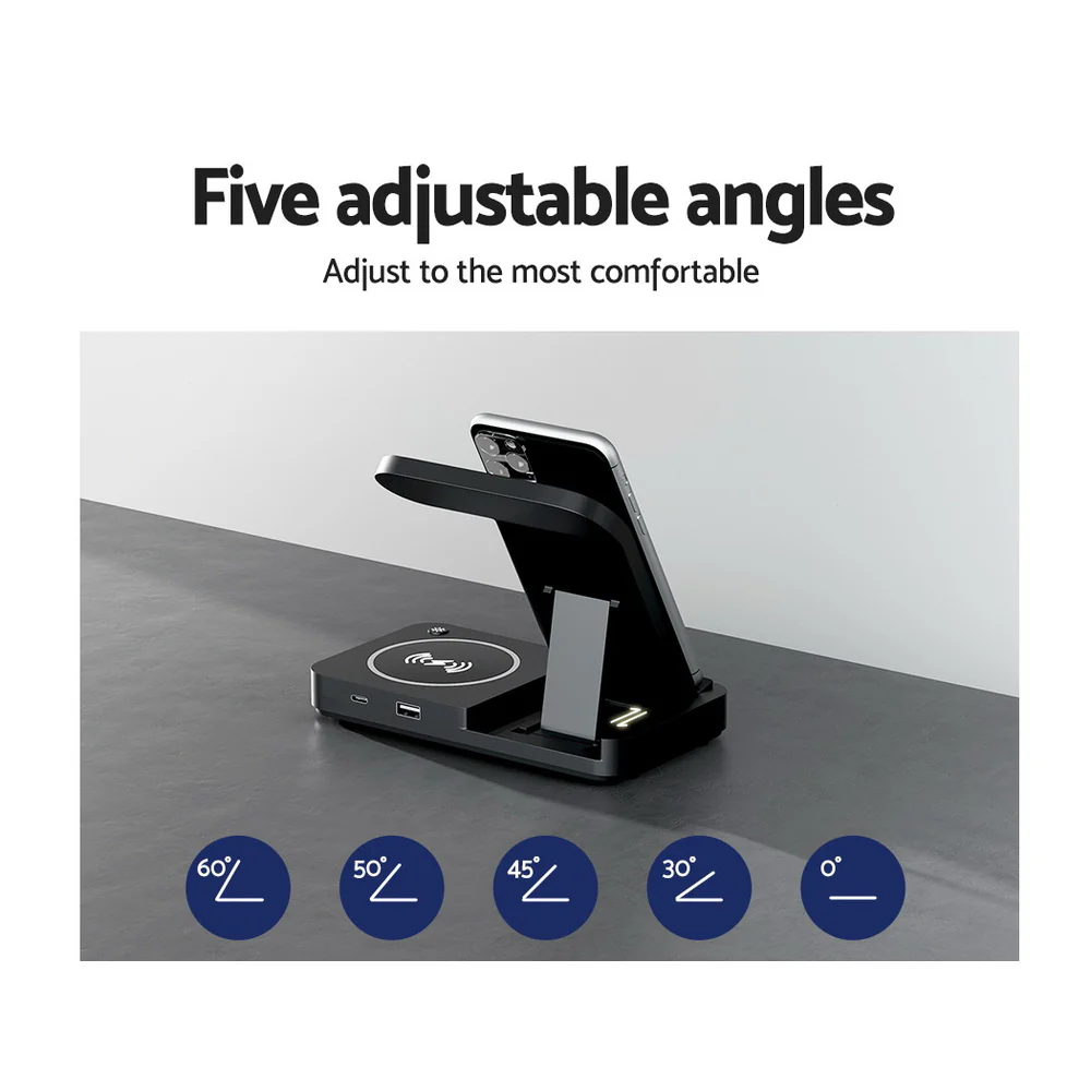 4-in-1 Wireless Charger Station - Black - Image 8