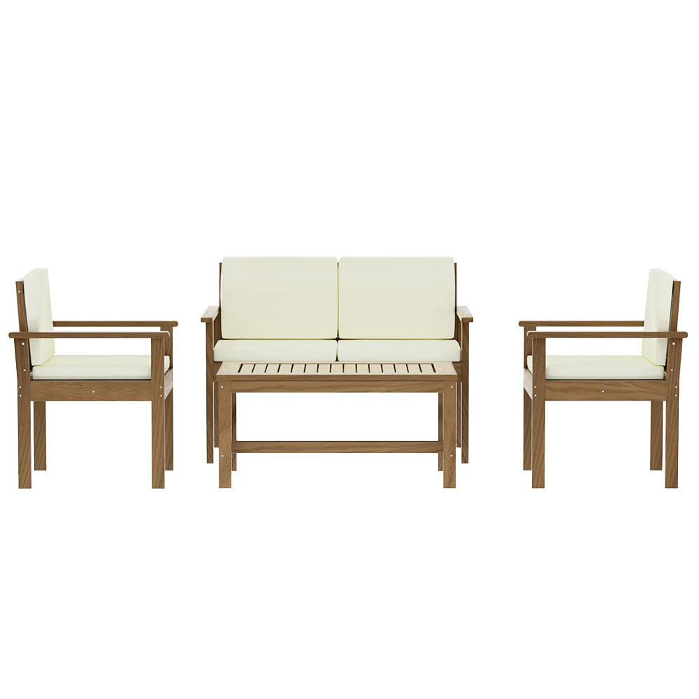 4-Piece Outdoor Sofa Set Wooden Couch Lounge Setting - Image 3