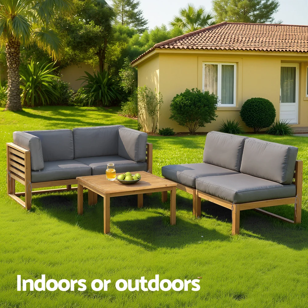 4-Piece Outdoor Sofa Set Wooden Couch Lounge Setting 5PCS - Image 4