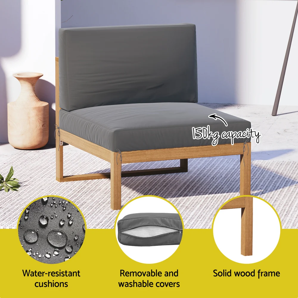 4-Piece Outdoor Sofa Set Wooden Couch Lounge Setting 5PCS - Image 6